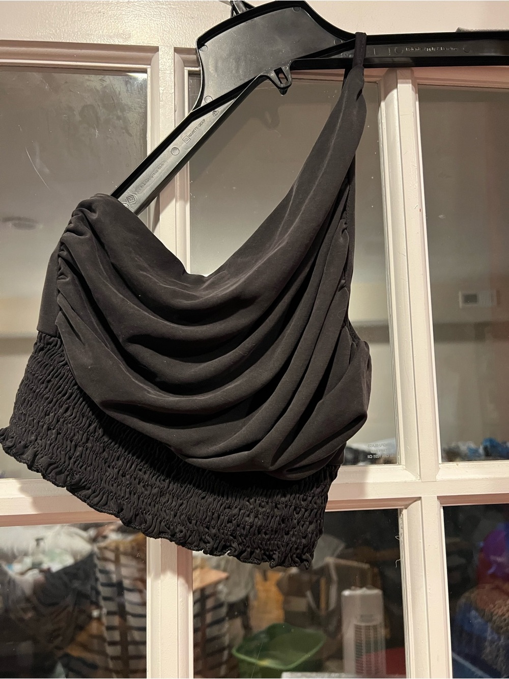 Urban Outfitters Black Draped One-Shoulder Tank